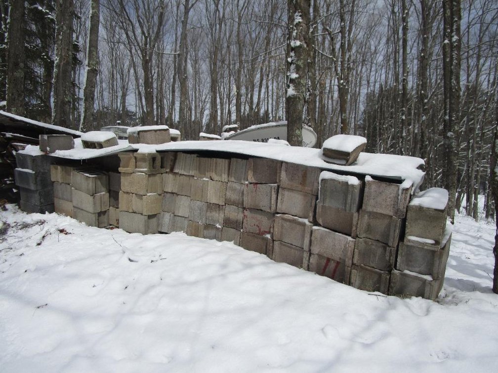 Large Pile of Concrete Cinder Blocks