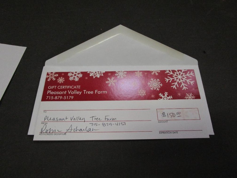 $150.00 Gift Certificate to Pleasant Valley Tree Farm