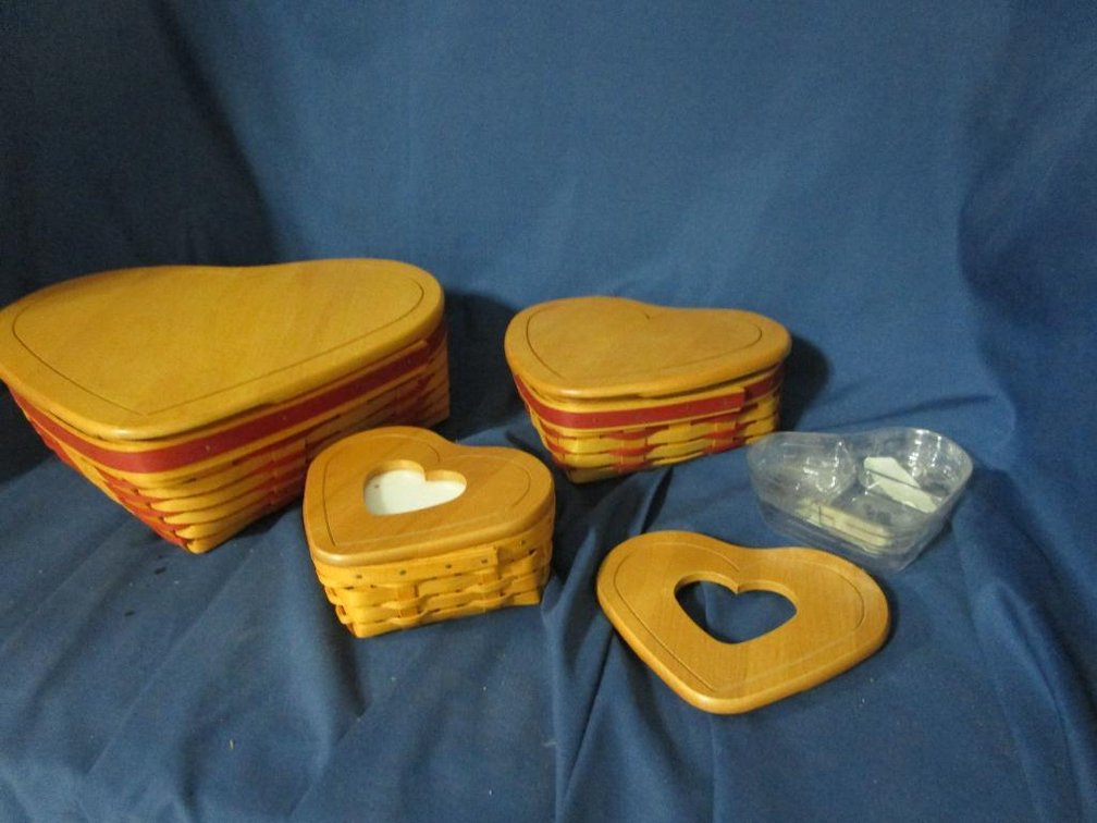 (3) Heart Shaped Longaberger Baskets