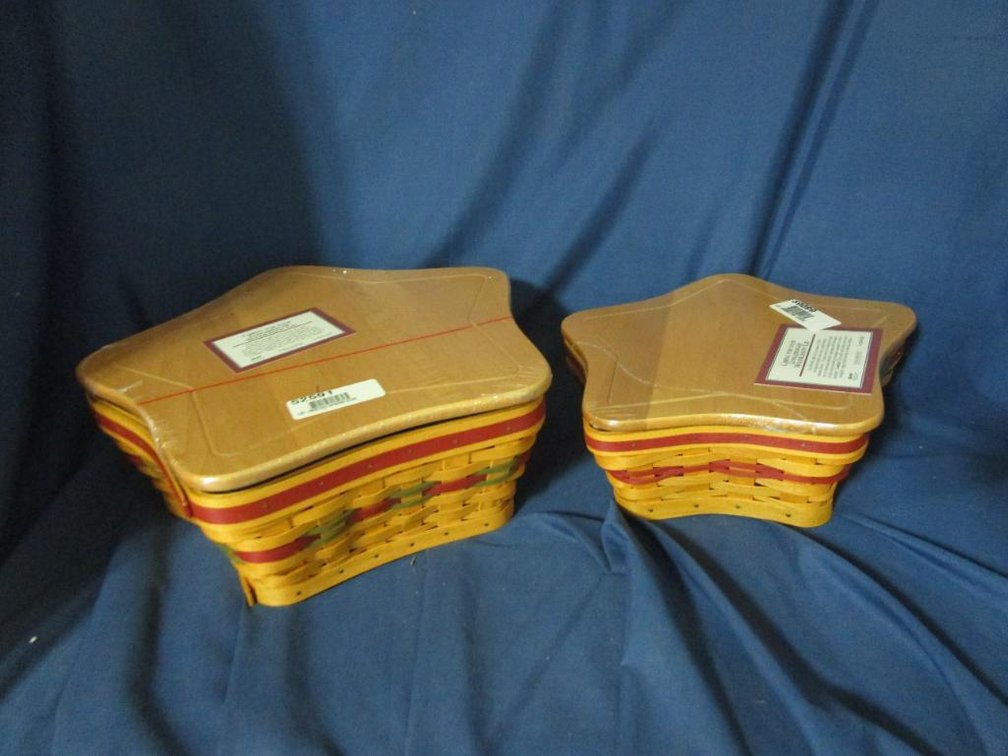 (2) Star Shaped Longaberger Baskets with Lids