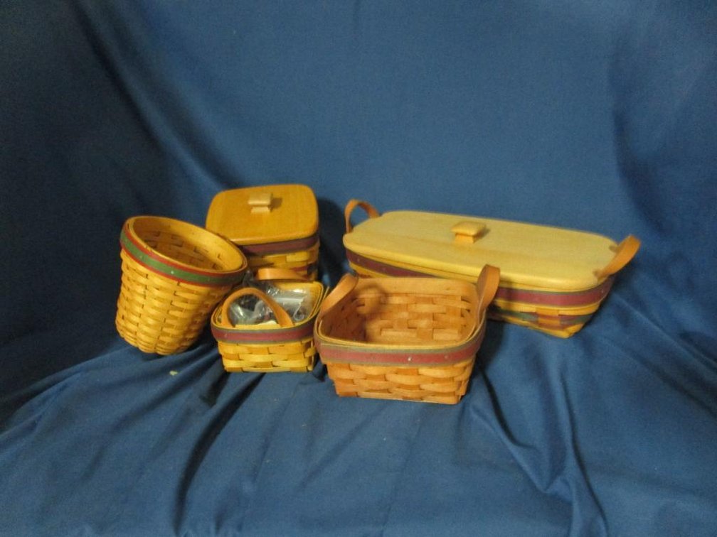 (4) Longaberger Baskets and Bell