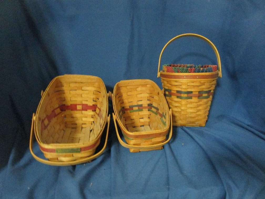 (2) Sleigh Baskets and (1) Hanging Baskets
