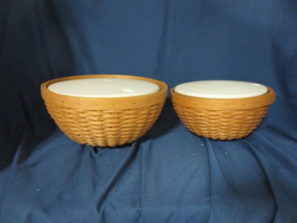 (2) Longaberger Nesting Baskets with Bowls and Lids