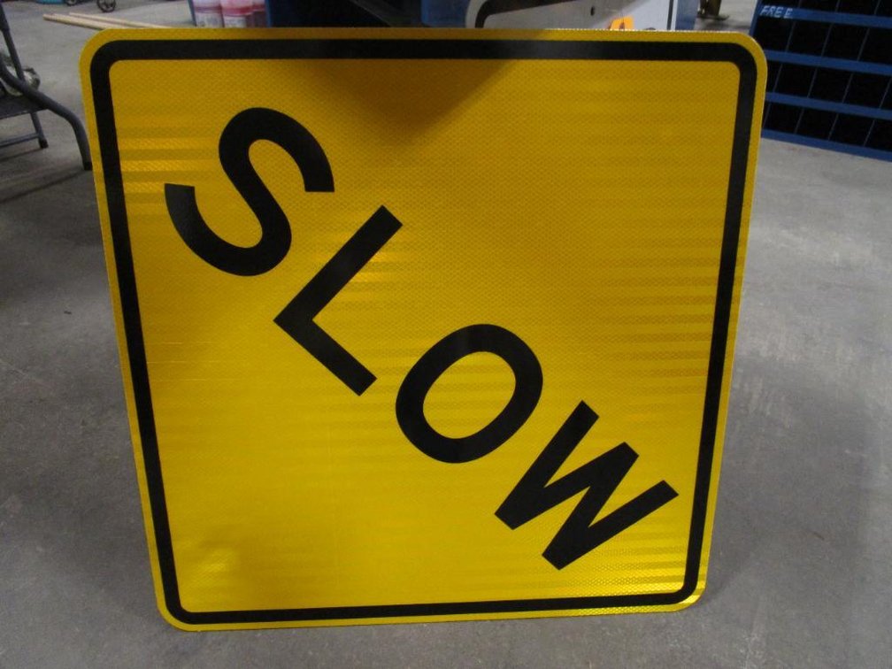New Metal "Slow" Caution Sign