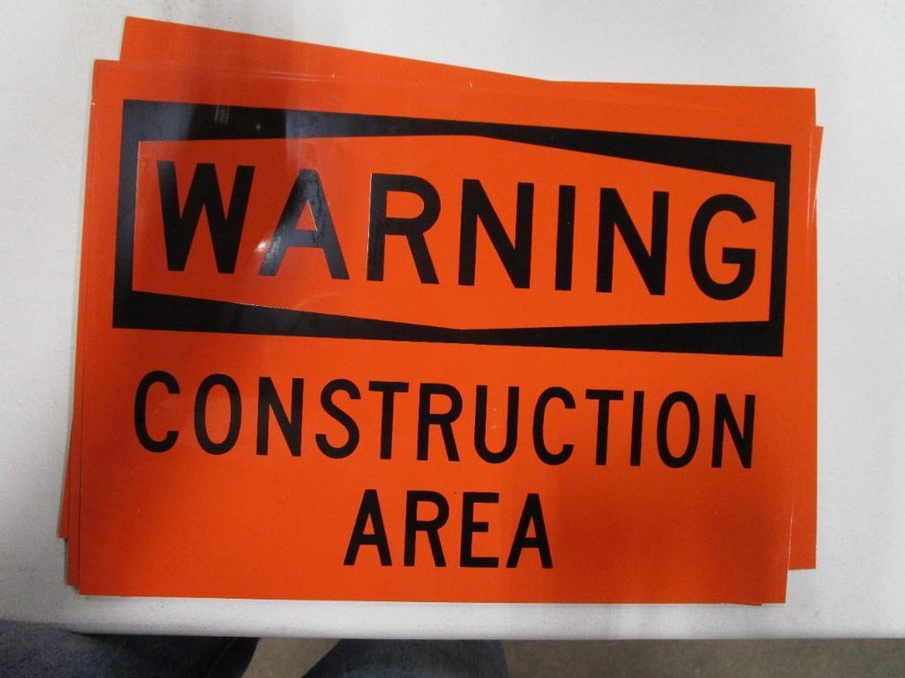 (4) Metal "Construction Area" Warning Signs