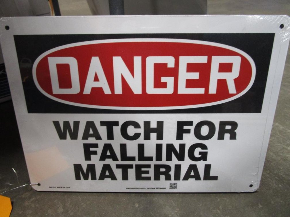 (4) Metal "Danger, Watch for Falling Material" Signs