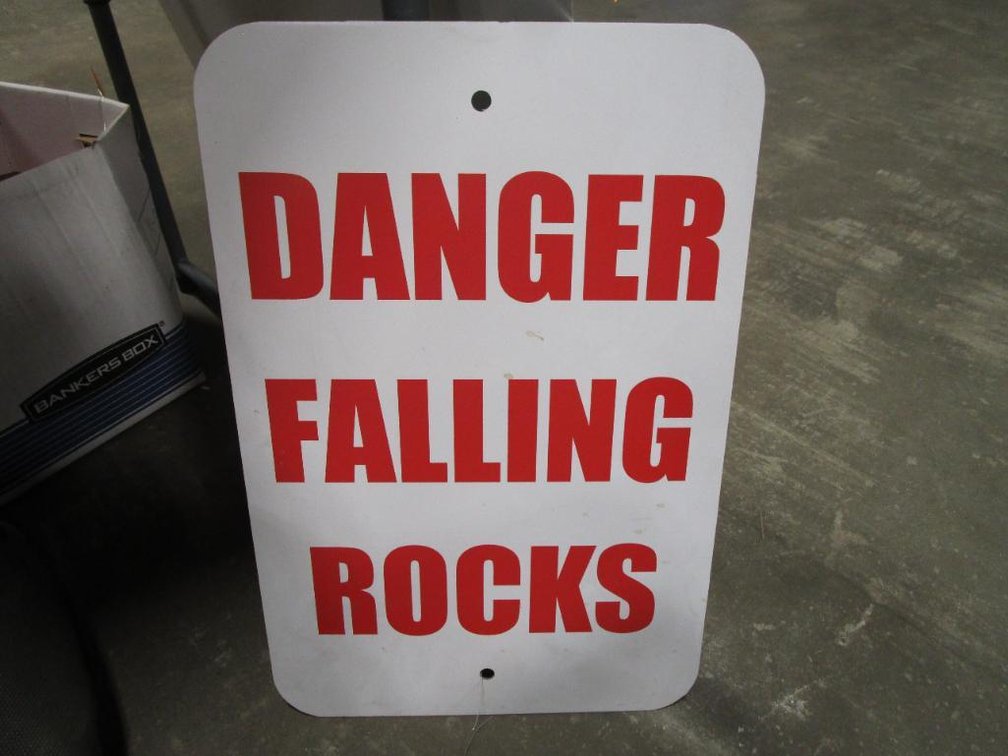 Metal "Danger, Falling Rock" Sign