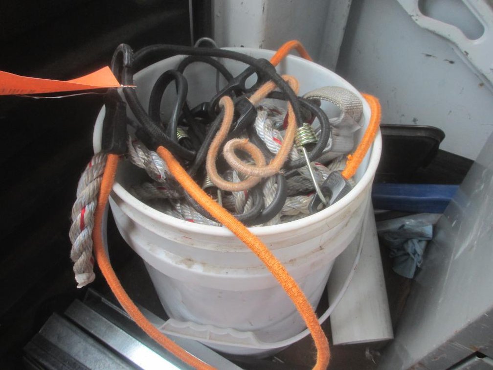 Bucket of Misc. Rope, Straps and More (V53)