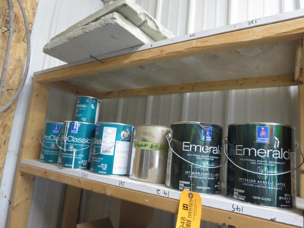 (6) Gallon Cans and Quart Can of Paints and Stain, Various Colors (O)
