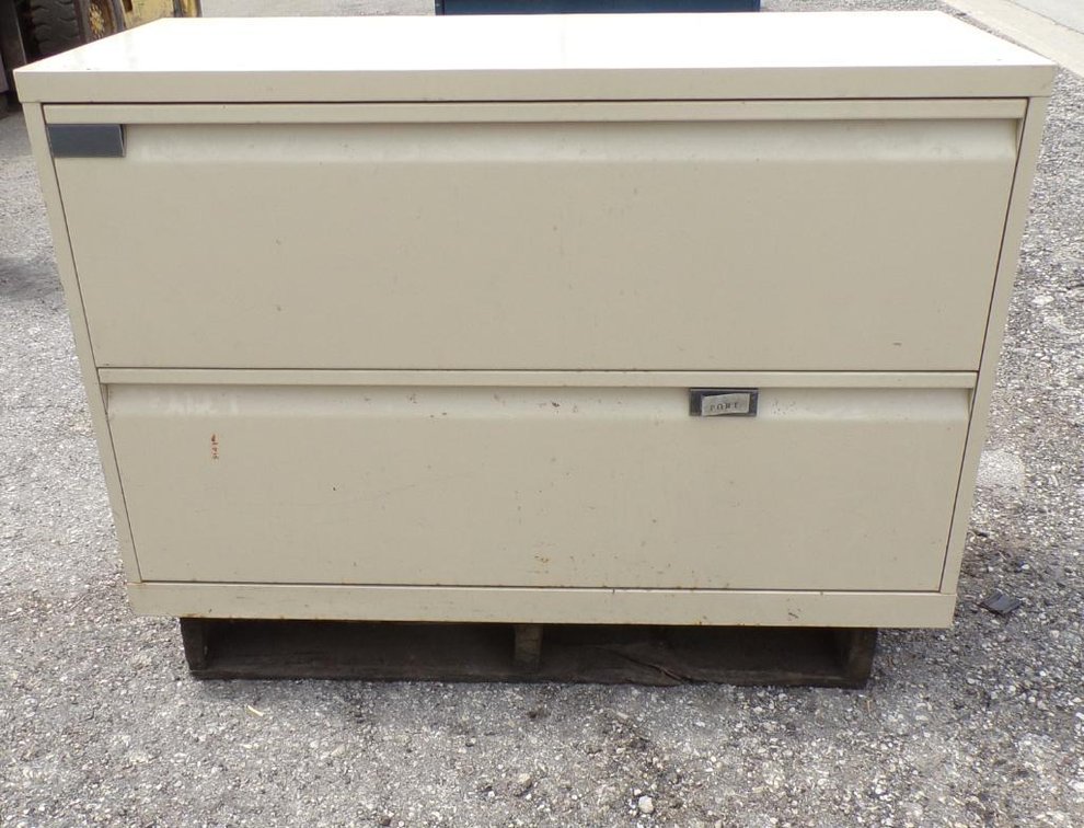 Beige 2-Drawer File Cabinet 42 X 18 X 27in. Outer Dimensions 38-3/4 X 16 X 9-1/2in. Inner Dimensions of Drawers (H)