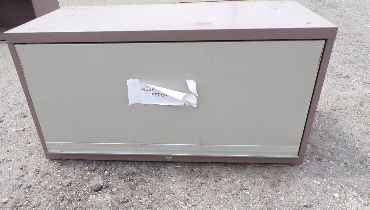 Tan Stackable Data-Cabinet 36 X 17-1/2 X 17-7/8in. Outer Dimensions Lockable No Key! (H)