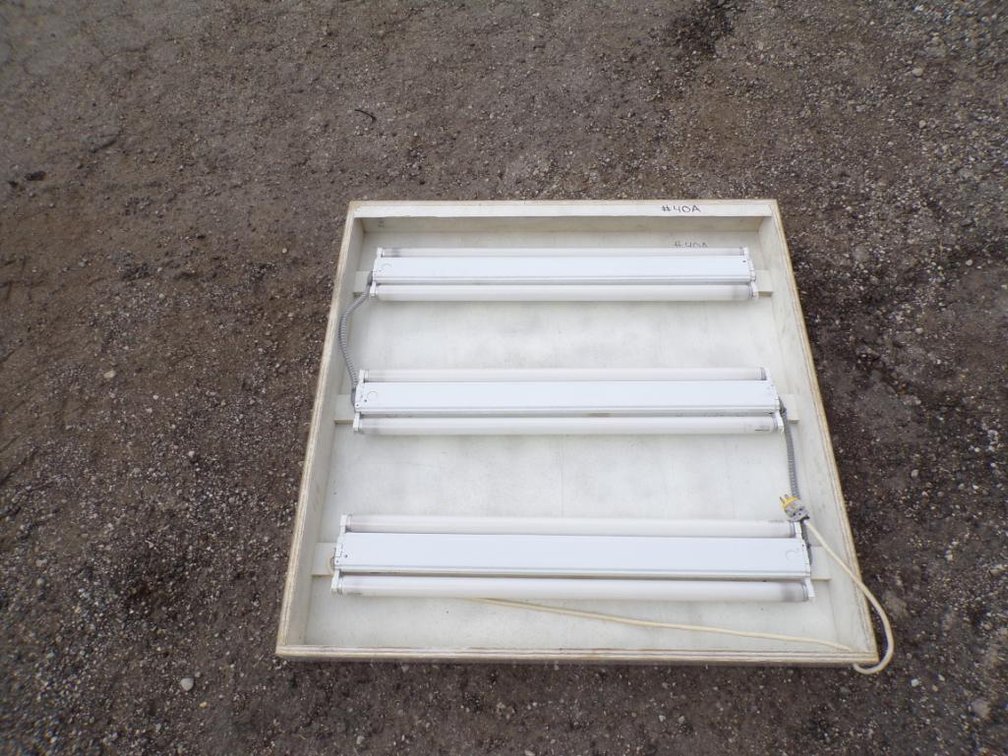 Fluorescent Lights in Wooden Enclosure 42 X 42 X 4in. Outer Dimensions 110Volts  (H)