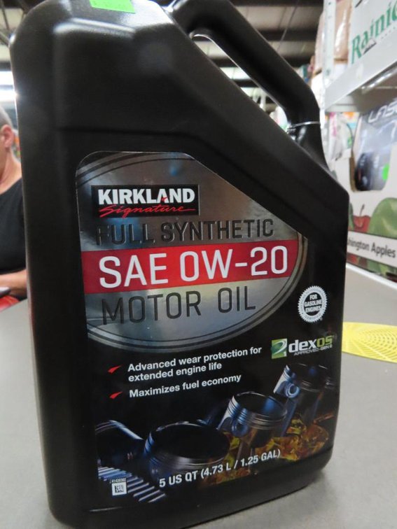Kirkland Full Synthetic SAE 0W-20 Motor Oil - Qty 5 jugs