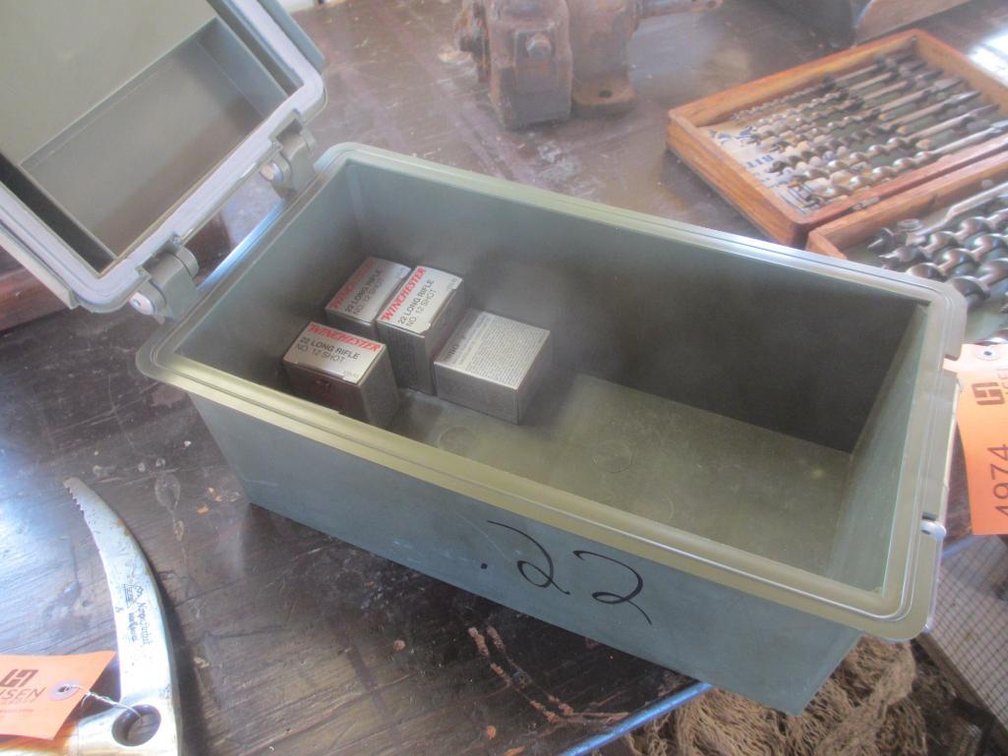 (5) Boxes of 22 Long Rifle Ammo and Plastic Ammo Box (D2)