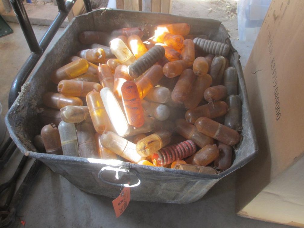 Large Metal Tub Full of Fish Net Bobbers (D2)