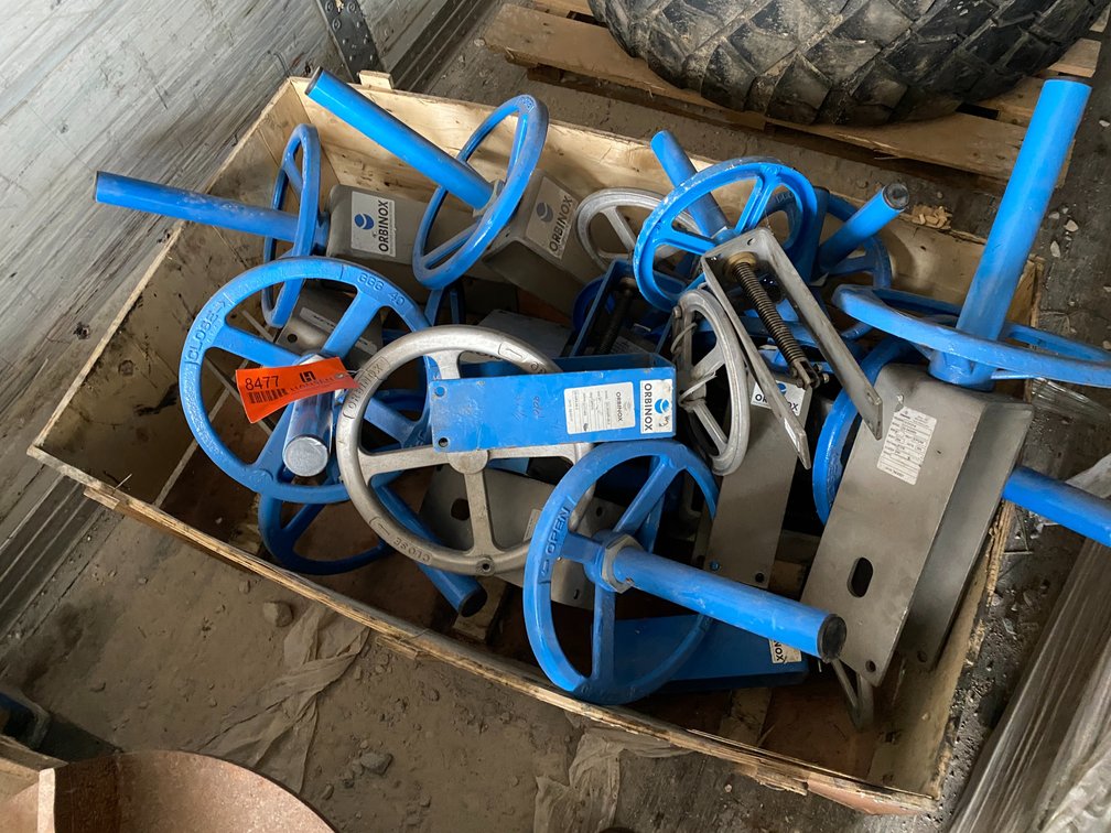 Crate of Orbinox Hand Crank Shut offs (New Holstein, WI)