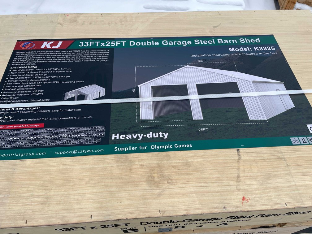 33' x 25' Double Garage Steel Barn (O12)