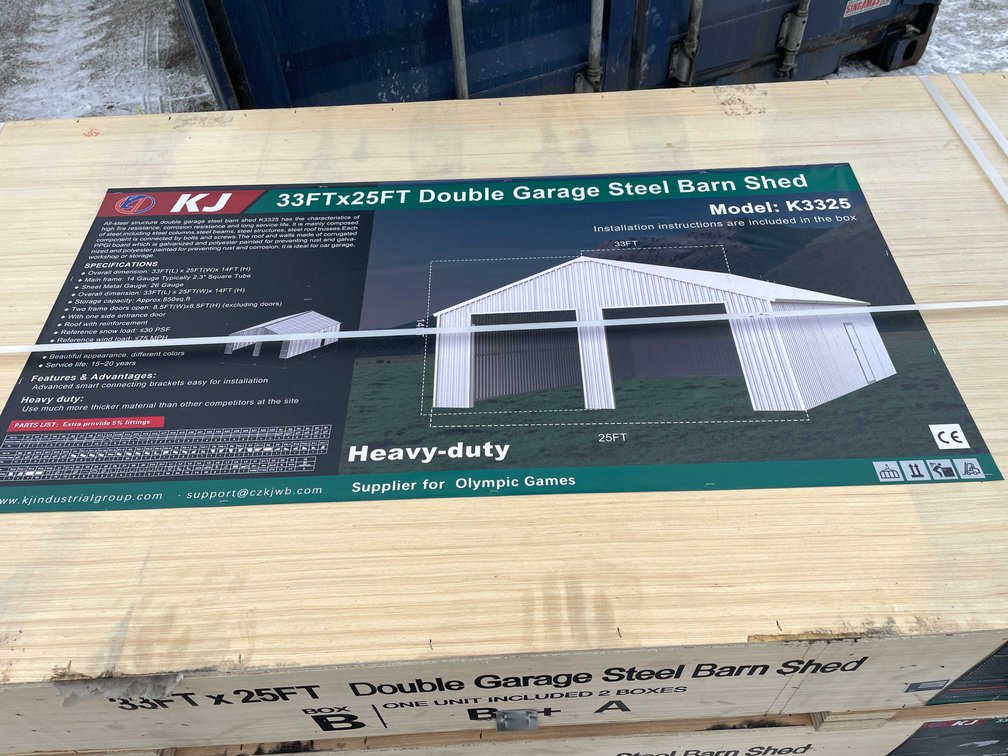 33' x 25' Double Garage Steel Barn (O12)