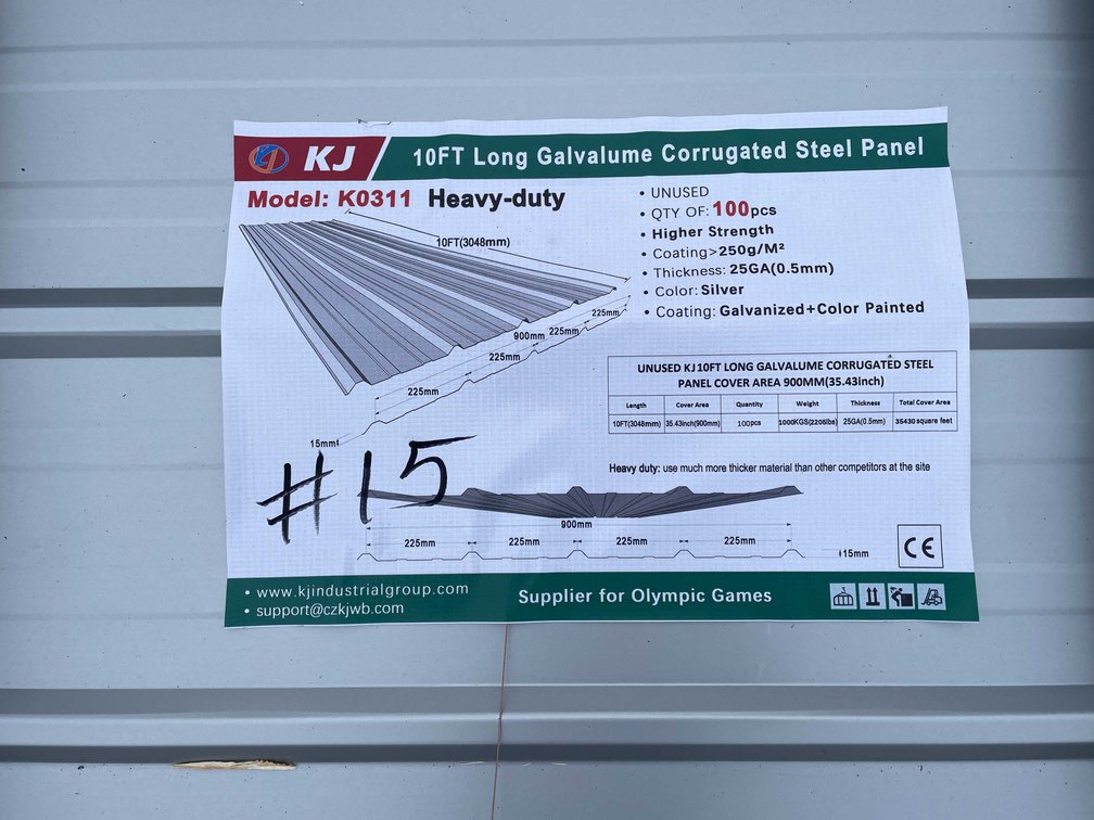10' Long Galvalume Corrugated Steel Panel (O12)