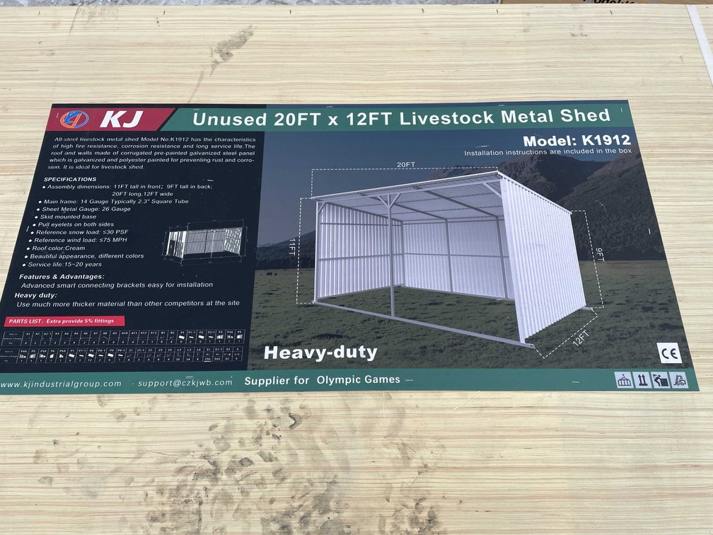 20' x 12' Livestock Metal Shed (O12)