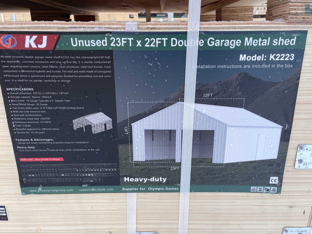 23' x 22' Double Garage Metal Shed (O10)