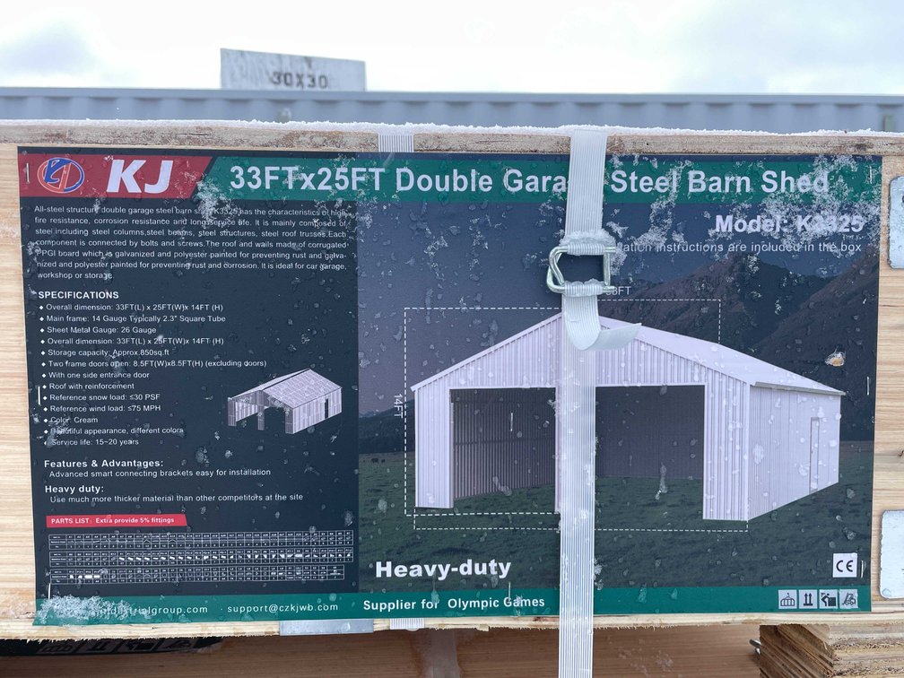 33' x 25' Double Garage Steel Barn (O10)