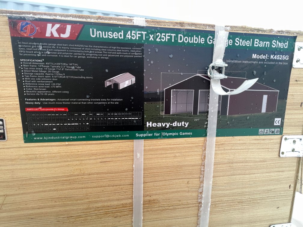 45' L x 25' W Double Garage Steel Barn Shed (O10)