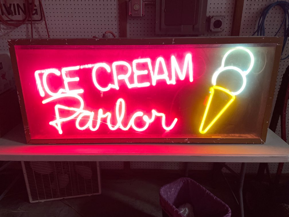 Original Neon Ice Cream Parlor Lighted Sign (Downing, WI)