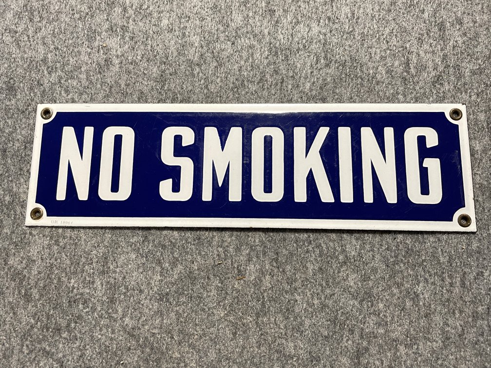 Original No Smoking Porcelain Single Sided Sign (Downing, WI)