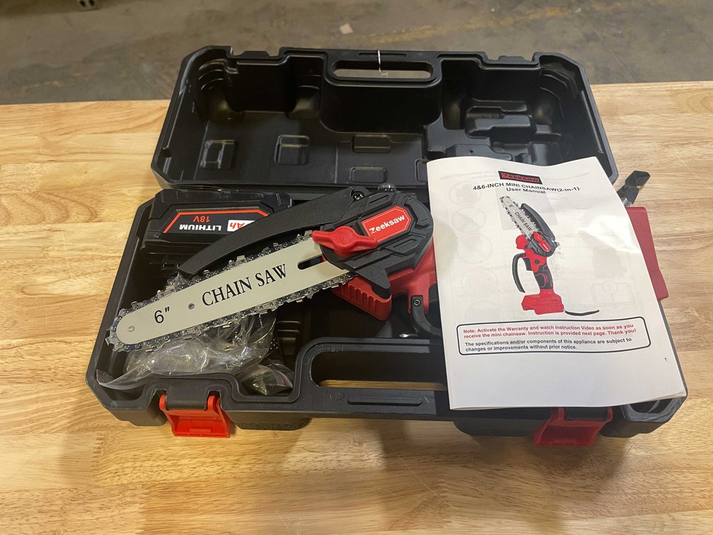 Milwaukee Compatible 18V Mini Cordless Chainsaw Kit With 18V 8ah Battery, In Case (PR12)
