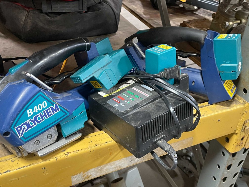 (2) Polychem B400 Electric Strapping Tools With Batteries and Charger (PR11)