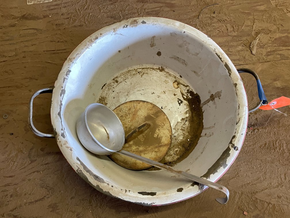 Metal Bowl with Ladle