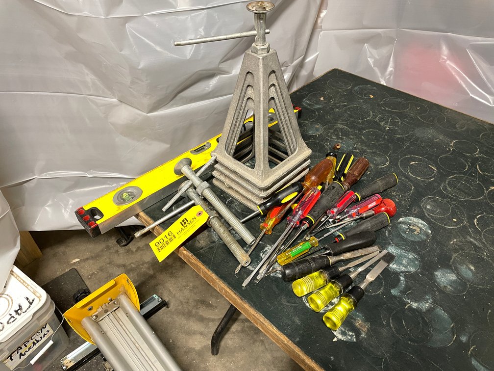 Level, Screwdrivers, Chisels and Jack Stands