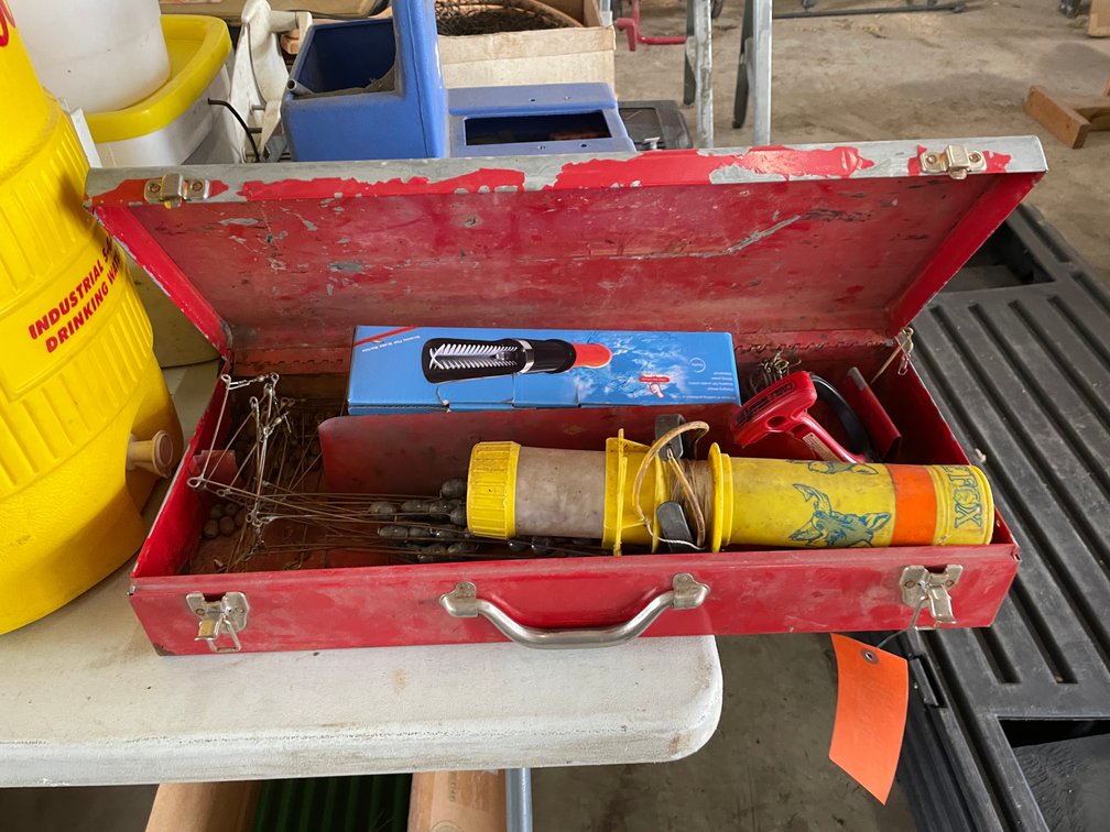 Metal Toolbox with Fishing Supplies