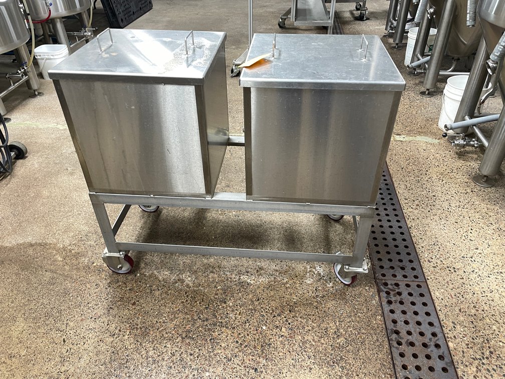 Stainless Steel Square Storage Tanks on Rolling Cart