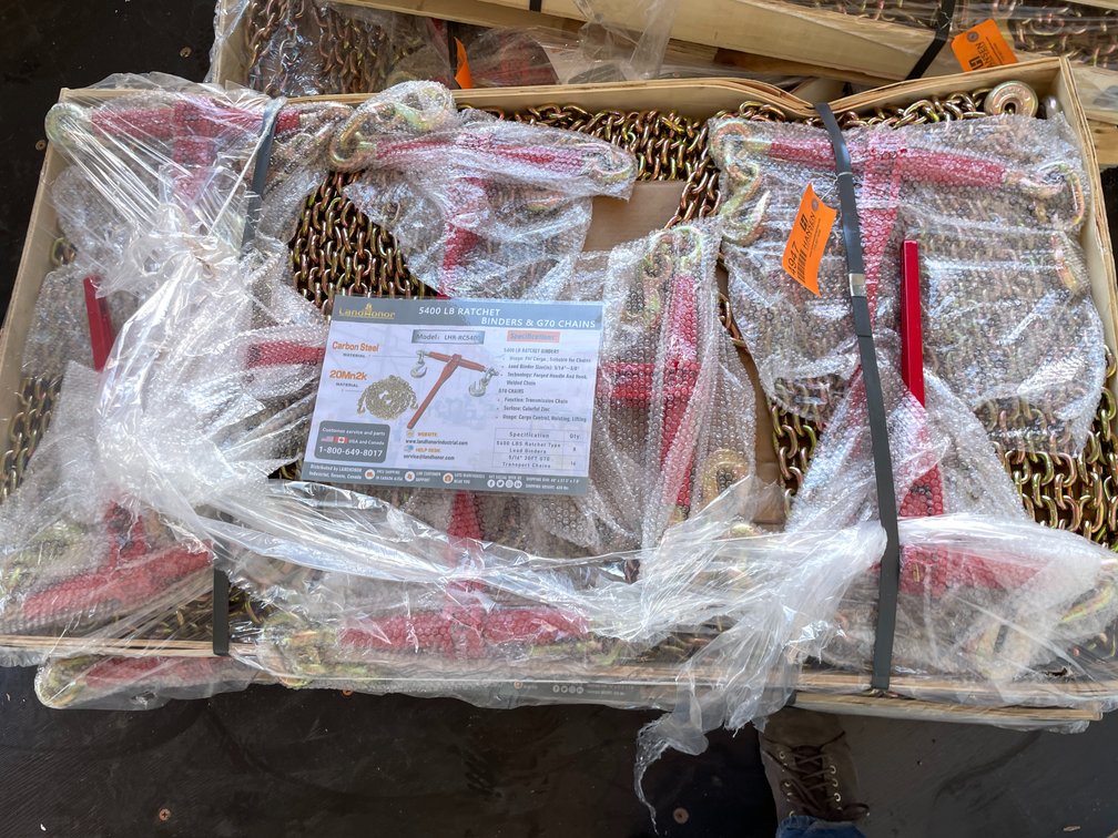 Unused 2025 Landhonor 5,400 lbs. Ratchet Binders and G70 Chains