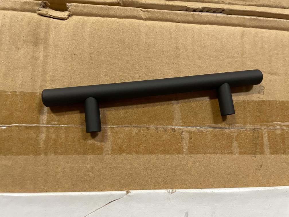 Black Solid 3-3/4" Center To Center x 6-5/32" Total Length Bar Cabinet Pull (F)