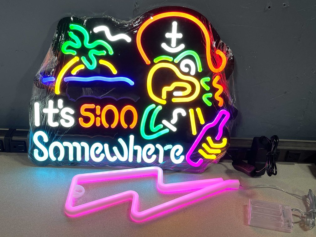 New Neon "It's 5:00 Somewhere" Also Has A Lighting Bolt Neon (T2)