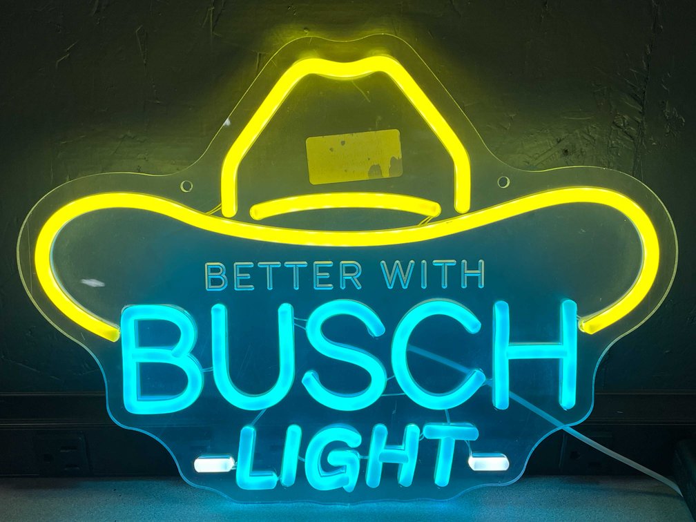 New Busch Light Neon Light With Cowboy Hat (T2)
