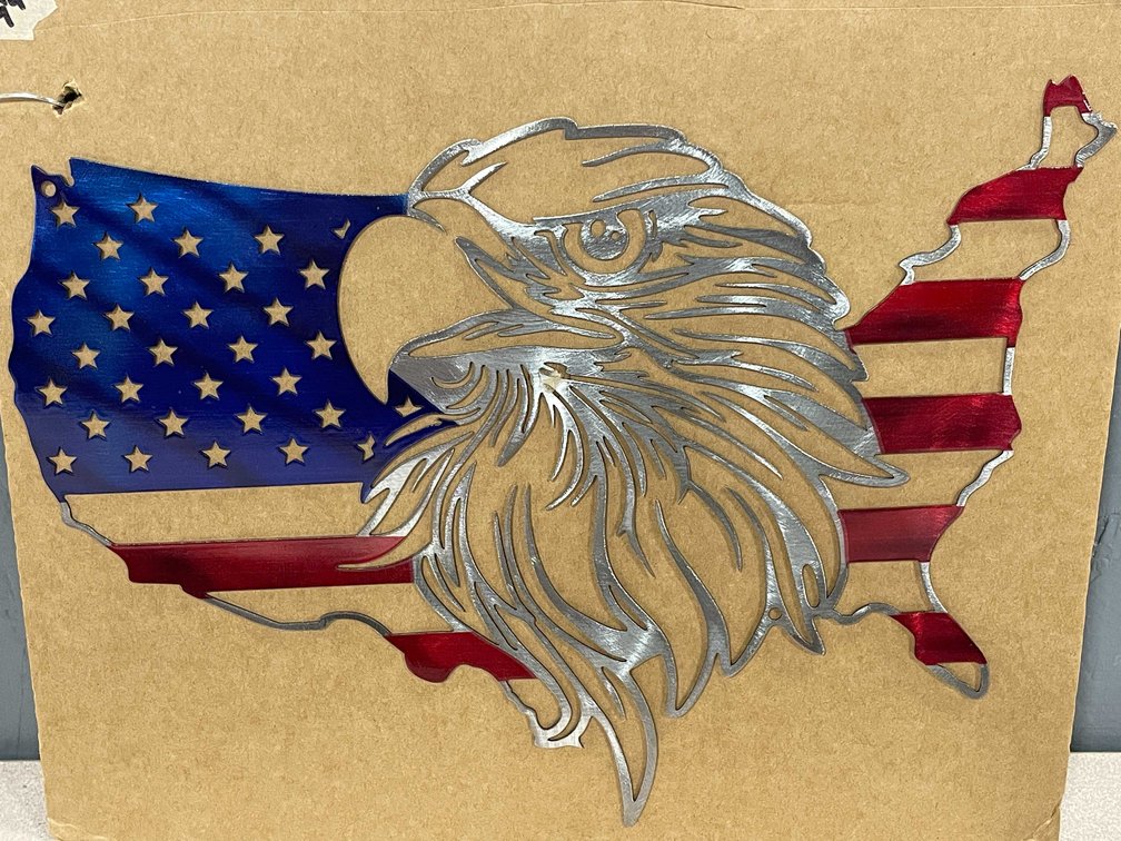 Laser Cut Metal Sign Of The United States With A Eagle (T2)