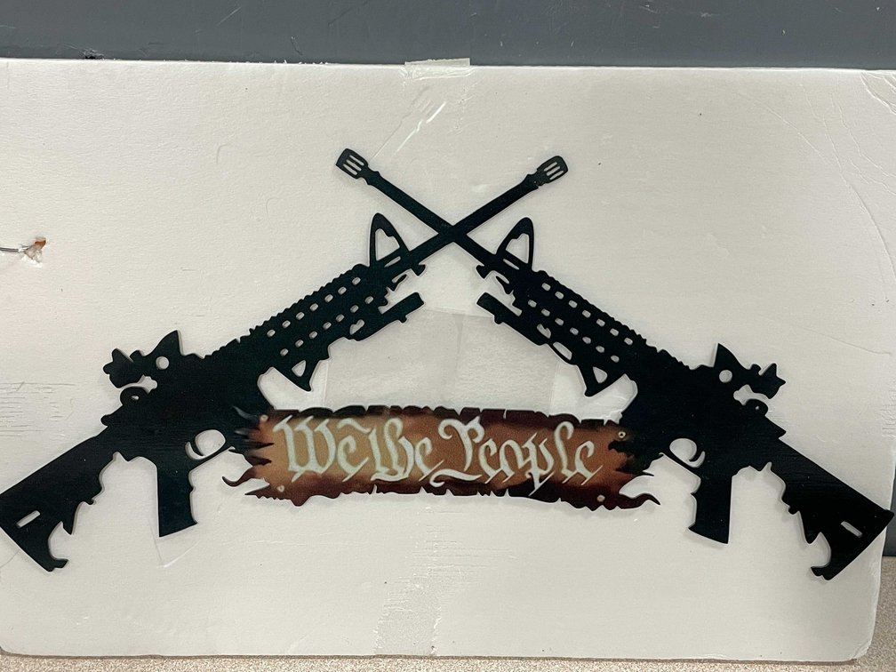 Laser Cut Metal Sign With 2 Assault Rifle (T2)