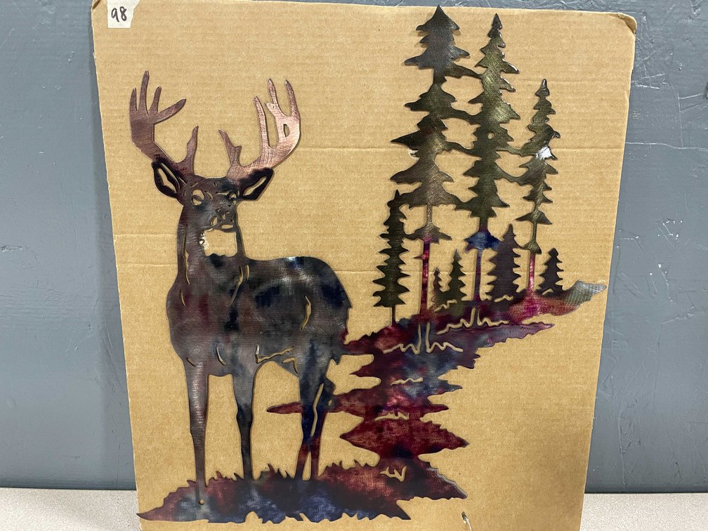 Laser Cut Metal Sign of Buck In Nature (T2)