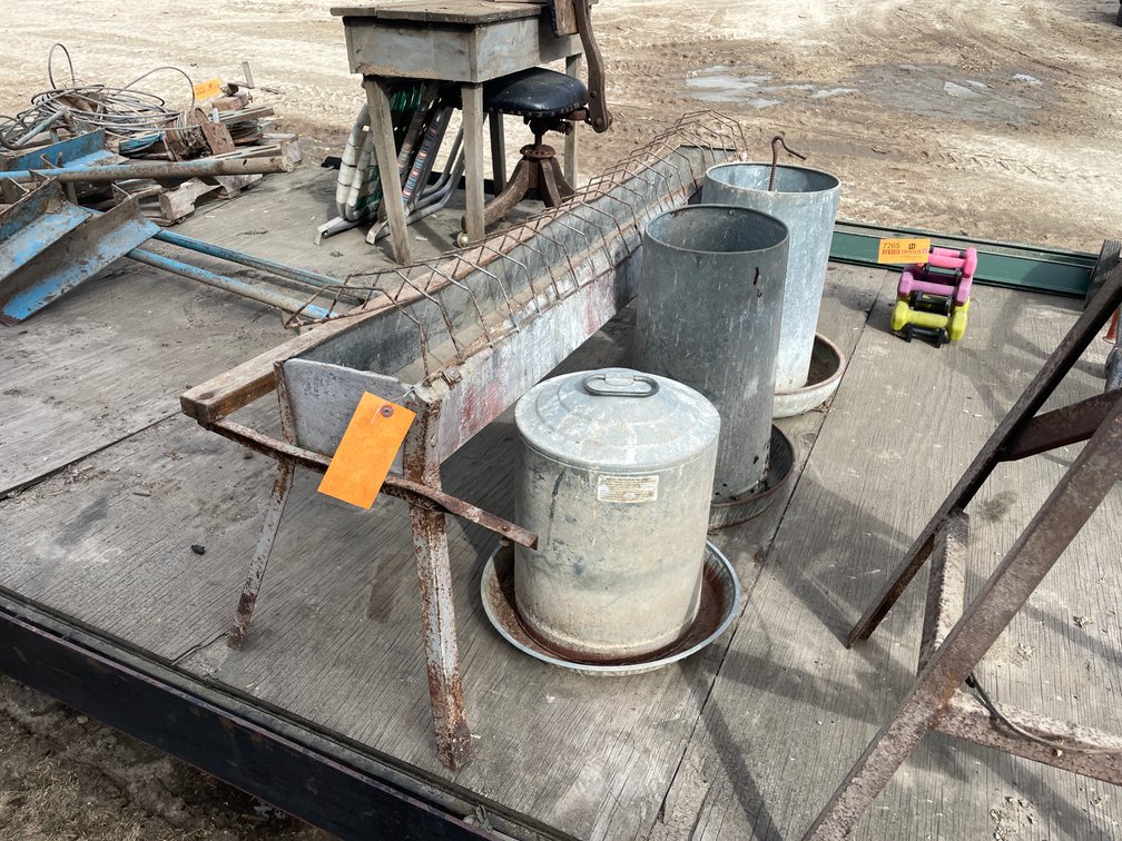 (3) Metal Feeders and (1) Waterer