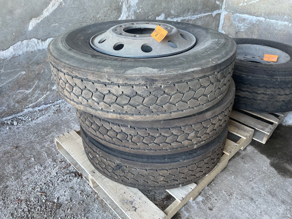(3) Semi Tires on Aluminum 10-Bolt Rims
