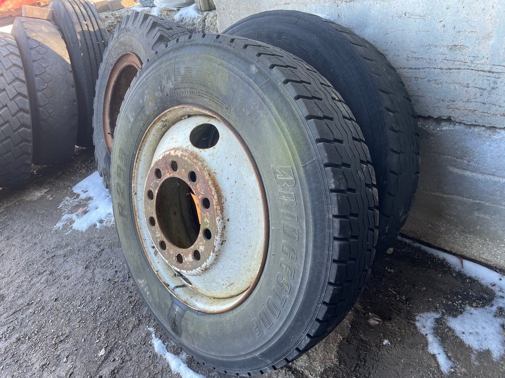 (2) Semi Truck Tires on 10-Bolt Rims