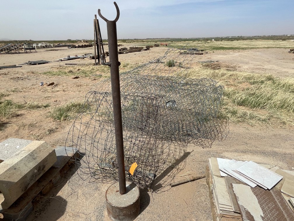Post for a Gate and (2) Rolls of Fencing