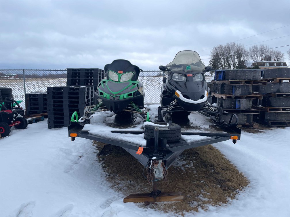 (2) Snowmobiles and Trailer (No Title)