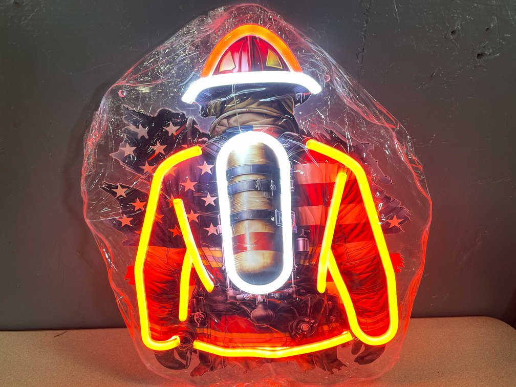 Neon Fireman's Jacket, Helmet, Oxygen Tank and More (T2)