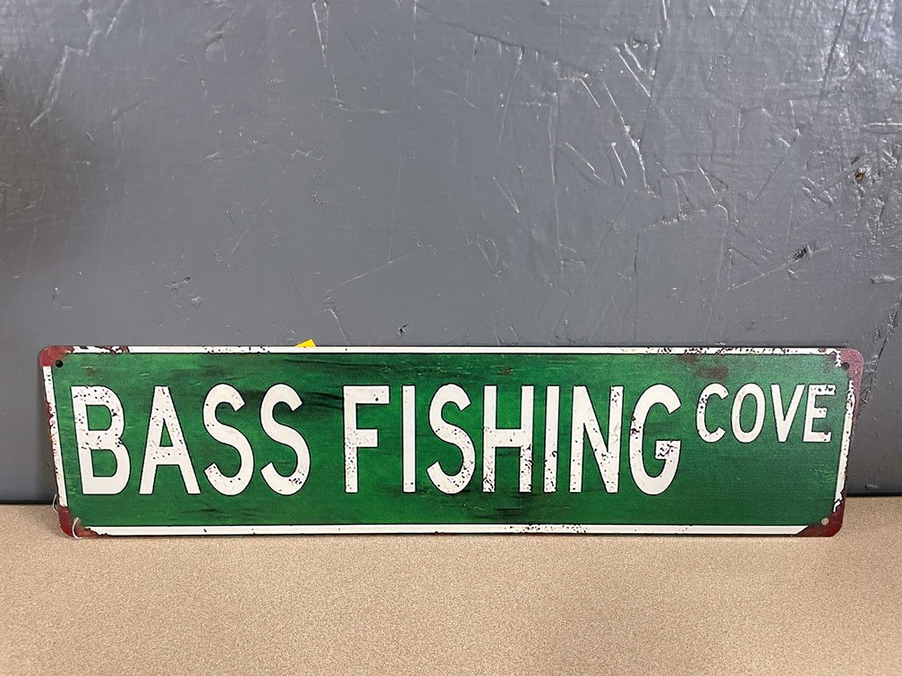 Collectible Metal Wall Sign Bass Fishing Cove (T2)