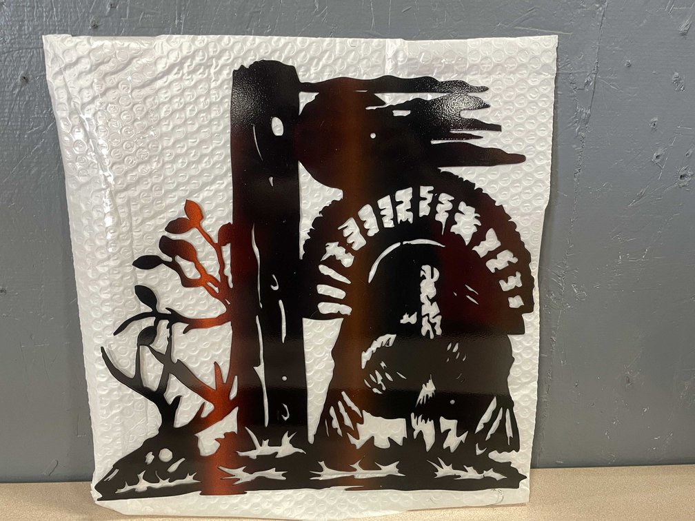 Laser Cut Metal Sign of Turkey in Nature (T2)